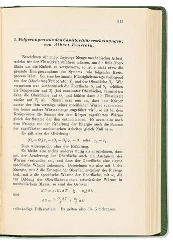 Einstein, Albert (1879-1955) et alia. Annalen der Physik, 1901.